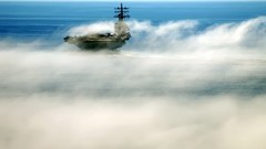 Fog clouds ocean ships military vehicles Russian Navy Admiral 