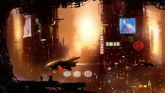 Fog cyberpunk cityscapes concept art sci-fi digital art 
