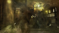 Fog dark Gothic moon London old lanterns mysterious artwork 