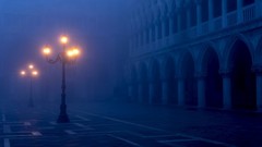 Fog dawn Italy venice architecture arches street lights old 