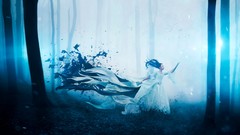 Fog dreams lights Birds forests surreal reaching out mystical