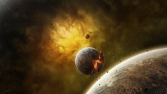 Fog explosions planets the end outer space