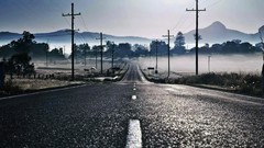 Fog lines empty roads mist skies