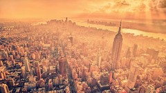 Fog Manhattan Empire State Building cityscapes new york city 