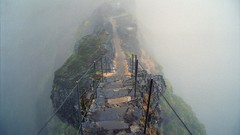 Fog Mountains Bridges paths mist