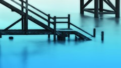 Fog nature ladder Wood lakes stairways wood panels