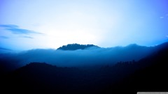Fog nature Mountains blue skies