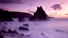 Fog nature rocks shore