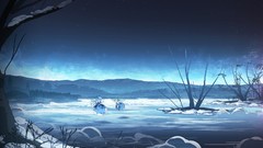 Fog nature Trees snow night water Stars Mountains wings dress 