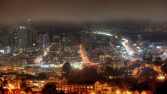 Fog night California San Francisco USA buildings cities 
