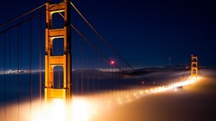 Fog night lights San Francisco Bridges golden gate bridge 