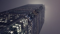 Fog night London Skyscrapers office buildings cityscapes canary 