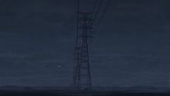 Fog night power lines electricity pole Isai Shizuka