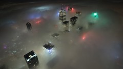 Fog night Skyscrapers Canada Toronto nightlights