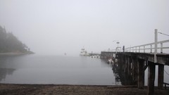 Fog ocean dock HDR Photography