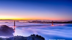 Fog San Francisco Bridges mist cities golden gate bridge