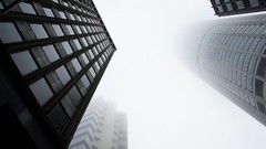 Fog Skyscrapers Australia Sydney buildings worms eye view