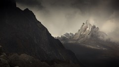 Fog snow Mountains clouds skies