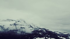 Fog snow Mountains forests HDR Photography