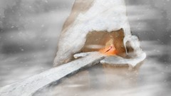 Fog snow Mountains lonely Bridges digital art