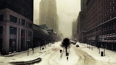 Fog snow winter architecture buildings cities