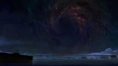 Fog Stars Men ships mist galaxies outer space artwork fantasy 