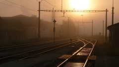 Fog train stations railroad