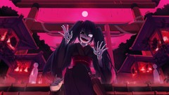 Fog Trees eyes moon Umbrellas ghosts red eyes sitting Lamps 