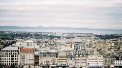 Fog Trees Mountains clouds Scotland houses cities rivers