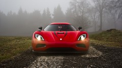 Fog Trees red lights cars Koenigsegg sports cars koenigsegg 