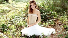 Foliage woman corset brown eyes brunettes models