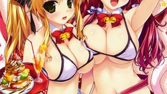 Food Anime blondes long hair lingerie bra nekomimi ecchi 