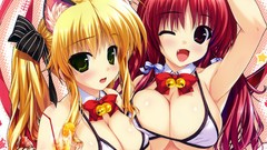 Food Anime blush long hair wink nekomimi animal ears ecchi 