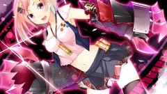 Food Anime candy armor navel pink hair anime girls short hair 