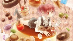 Food Anime ice cream cookies red eyes anime girls inu x boku ss 