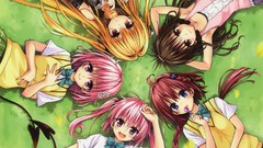 Food Anime red eyes blondes blush pink hair long hair pink eyes 