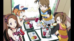 Food Anime twins anime girls brunettes mcdonalds idolmaster 
