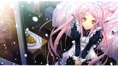 Food beds pink hair golden eyes