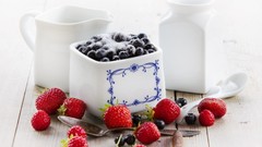 Food Berries blueberries white background strawberries fruits