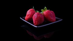 Food black background strawberries