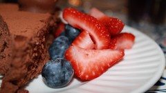 Food blueberries cake dessert strawberries fruits