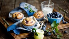 Food blueberries cakes muffins