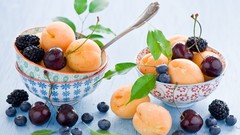 Food blueberries cherries fruits blackberries apricots