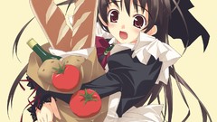 Food bread tomatoes anime girls maids murakami suigun