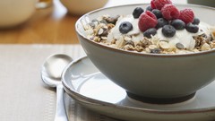 Food Breakfast blueberries fruits raspberries cereal