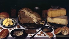 Food Breakfast cheese bread Tables paintings meat still life 