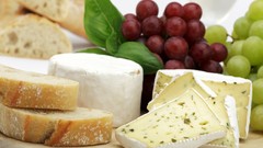 Food cheese bread grapes fruits