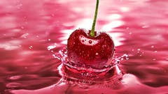 Food cherries fruits splashes cerise