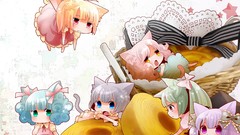 Food Chibi anime girls nekomimi animal ears cat ears original 