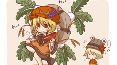 Food Chibi blondes anime girls short hair touhou moriya suwako 